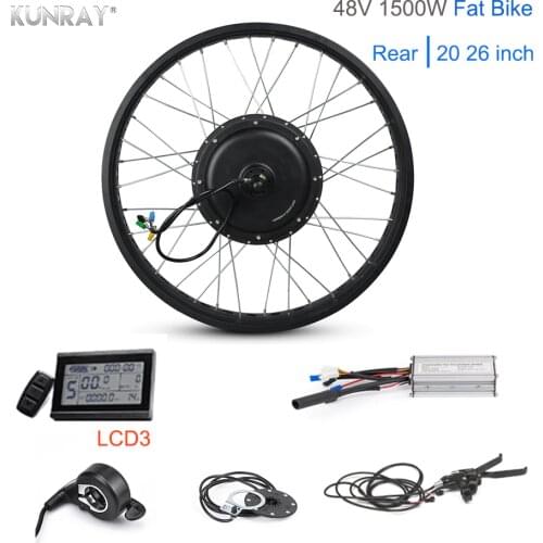 50-55km/h Fat Bike 48V 1500W Electric Motor Wheel 20" 26" 35A Rear Fatbike Snow Wheel KT BLDC Controller LED LCD Conversiom Kit