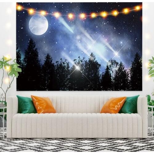 Purple Starry Sky Moon Background Beautiful Scenery Wall Hanging Tapestry Living Room Bedroom Photography Decoration Tapestry