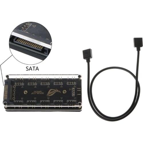 HX6A AURA SYNC 5V 3-pin RGB 10 Hub Splitter SATA Power Adapter for GIGABYTE MSI A SUS