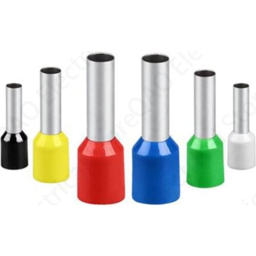 100pcs/Pack E0508 E7508 E1008 E1508 E2508 Insulated Ferrules Terminal Block Cord End Wire Connector Electrical Crimp Terminator