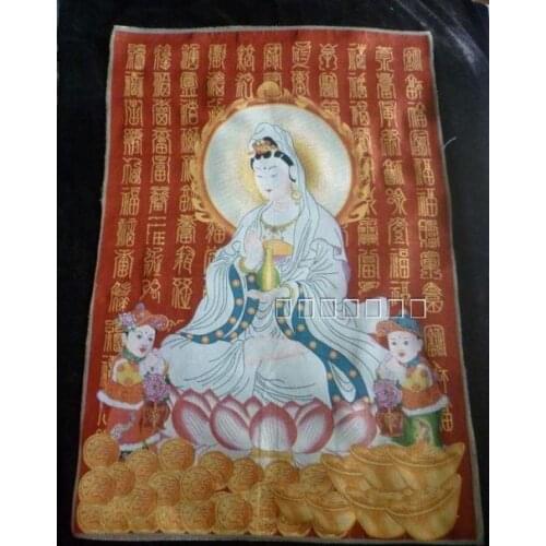 Chinese Antique collection the Thangka embroidery Goddess of mercy diagram