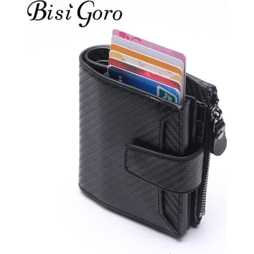 BISI GORO RFID Wallet Business Credit Card Holders Automatic Card Set Vintage Aluminum Wallet for Women & Mens