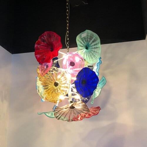 Creative Colored Hallway Luxury Chandelier Elegant Hotel Decoration Murano Glass Plates Lighting Art Plate Customized Lamps