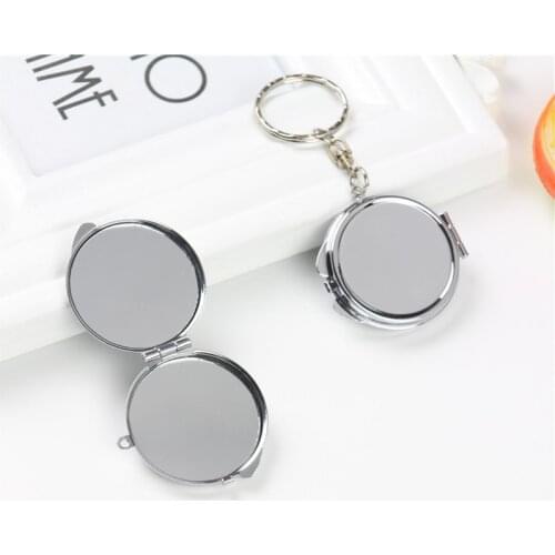 Round Heart Oval Sqaure Shape Double Sides Cosmetic Mirror Metal Folding Keychain Makeup Mini Mirror