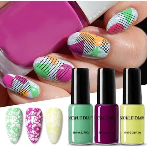 NICOLE DIARY Stamping Polish Nail Polish Stamp Polish Nail Art Varnish Nail Art Printing Polish for DIY Stamping