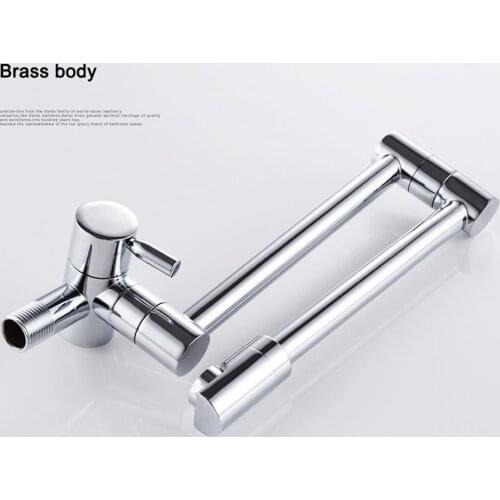 Brass Folding Swing Spout Faucet Kitchen Wall Mount Single Handle Pot Filler Faucet Rotating Wall Tap Lever Rotate Folding