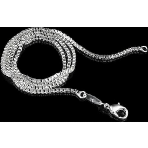 Fashion Necklace For Women Box Silver Plated Gift Chain 2mm Solid 16"-24" Jewelry