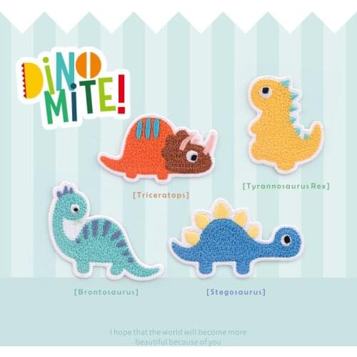 Cartoon Dinosaur Iron-on Patches for Clothing DIY Embroidery Sticker with Adhesive Decorative Patchwork on Phone Shell Bag Hat