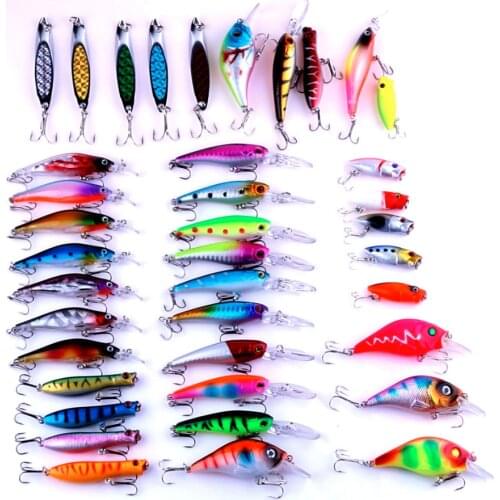Fishing Lure Kit Minnow Popper Kit Spoon Lure Lead Jig Wobblers 39Pcs Mixed Model Set