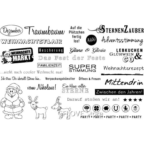 German Merry Christmas Transparent Clear Silicone Stamp Seal DIY Scrapbooking photo Album Decorative A0518