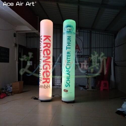 Reuse and Free prints inflatable LED light pillar/Column wedding decorations with base blower