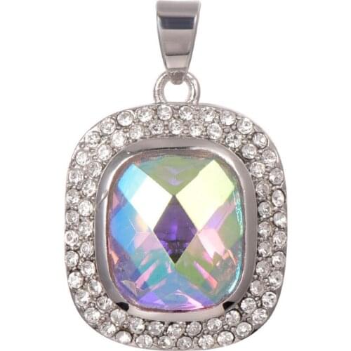 Rose Rainbow Crystal Zircon With Multi White Crystal Zircon Pendant 925 Sterling Silver Attractive Jewelry Pendant TE632