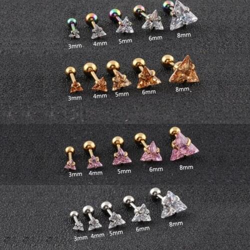 Alisouy 2 pieces zircon stud earrings for women bijoux fashion jewelry female gift Triangle crystal female ear jewelry