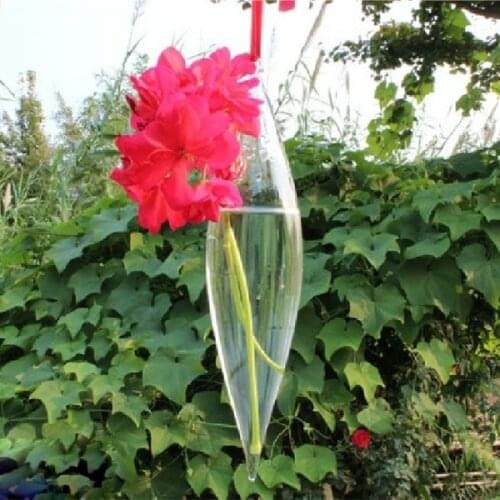 Cute Glass Olive Shape 1 Hole Flower Plant Hanging Vase Home Wedding Decoration Home Garden Hanging Glass Holder Flower Pot