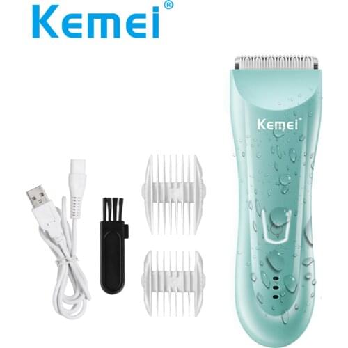 Kemei Waterproof USB Rechargeable Hair Clipper Ceramic Cutter Head Low Noise Baby Child Hair Trimmer
