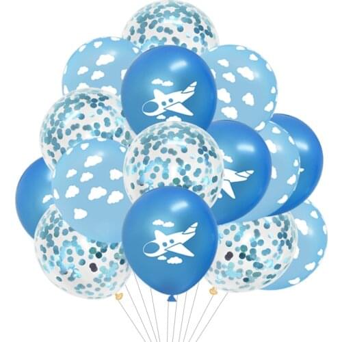 Blue White Cloud Latex Balloons Boy Airplane Plane Theme Birthday Party Confetti Balloon For Baby Shower Wedding Decor Globos