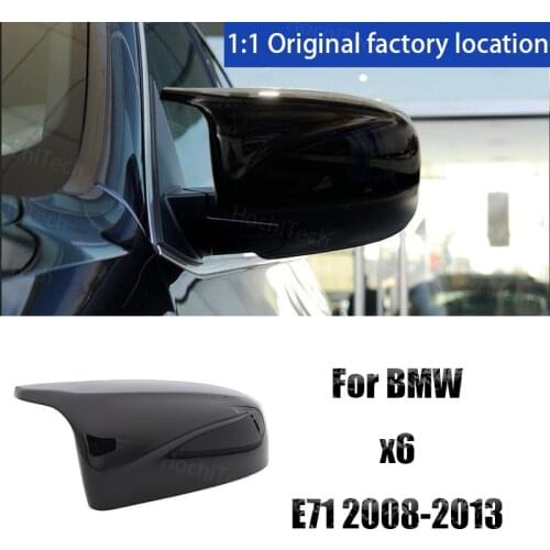 High Quality Painted Car Rearview Mirror Cover Caps Replacement for BMW X6 E71 2008-2013 M Style Glossy Black