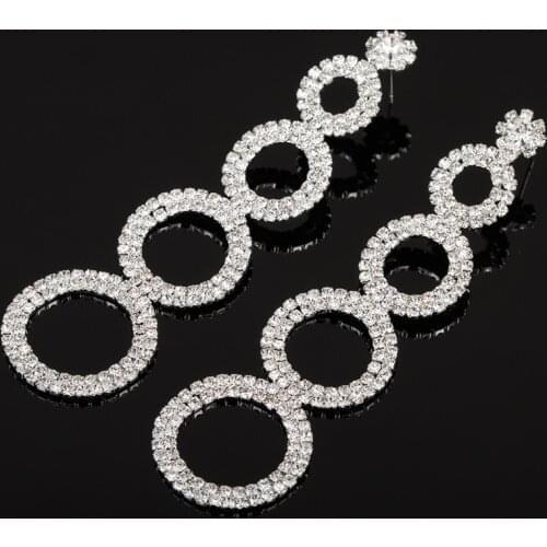 YFJEWE Wholesale Price Crystal Long Circle Drop Earrings Bridal Wedding Party Accessories Dangle Earrings For Women E299