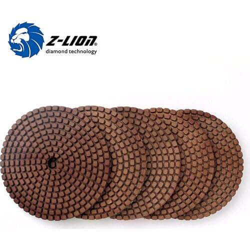 Z-LION 4" Copper Diamond Polishing Pads 5 Pcs 100mm Diamond Grinding Wheel Stone Granite Concrete Marble Surface Polishing Disks