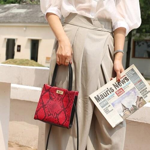 Women Snake Pattern Bags Shoulder Crossbody Vintage Ladies PU Top-handle Handbag Small Shoulder Ladies Messenger Bag