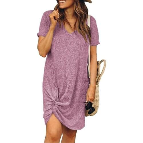 UK Womens Short Sleeve Shirt Dress Casual Loose Summer Sundress Plus Size