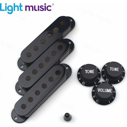 10 Sets Black Guitar Single Coil ST Electric Guitar Pickup Cover ABS Platic Pickup Cover 2 Tone 1 volume Knobs Switch tip