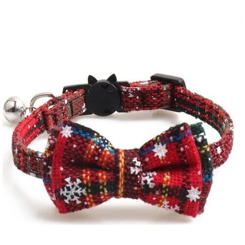 150PCS / LOT Christmas Pet Collar Cat With Bell Bow Collar Cat Accessories Bowknot Bowtie