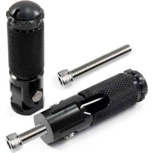 2pcs Black Sliver CNC Aluminum Universal Motorcycle Motor Bike Folding Footrests Footpegs Foot Rests Pegs Rear Pedals Set Parts