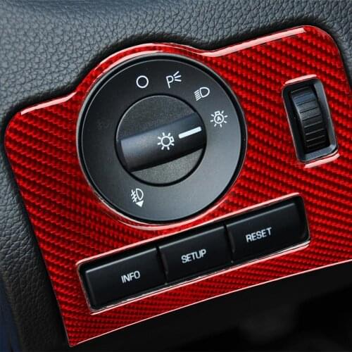 2pcs Carbon Fiber Headlight Switch Protection Sticker Decor for Ford Mustang 09-13 Self-adhesive Car Interior Decoration