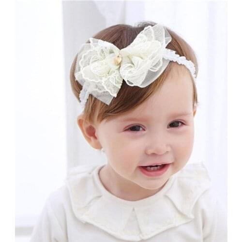 2019 Cute Baby Girls Lace Bow Headband Toddler Newborn Big Headwear Hair Bowknot Accessories Cute Princess Party Fashion New Hot