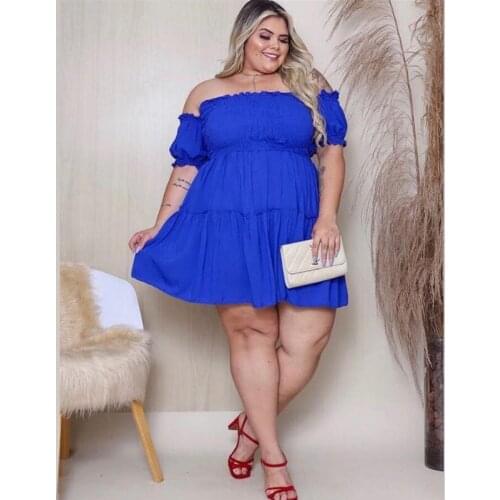 3XL 4XL Plus Size Women Dress For Night Party Summer Shorts Sleeve Slash Neck Pleated Mini Sexy Dress Pink Red Clothes Vestido