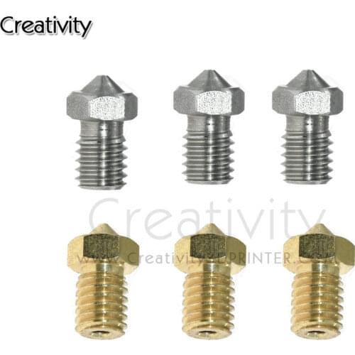 5pcs/lot E3D V5 V6 Stainless steel Nozzle 0.2/0.25/0.3/0.35/0.4/0.5/0.6/0.8mm 1.75mm Filament Threaded Brass 3D Printers Parts