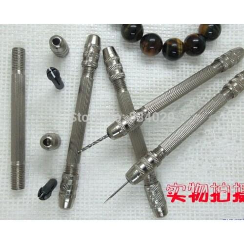 Free shipping Steel Pin Vise Tool Reversible Collets Jewelry Craft Chisel Tool+5 Twist Drills/Needle