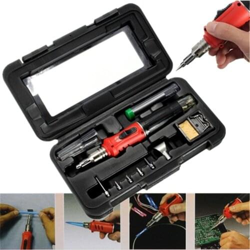 10-in-1 Wireless Gas Blow Torch Soldering Kit Tool HS-1115K Solder Iron Cordless Butane Cordless Weldining Pen Burner