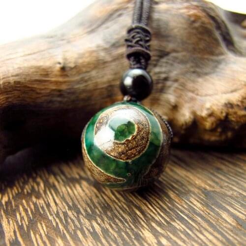 Rare Green Dzi Beads Agate 20mm Beads Diffuser Green Beads Agate Pendants Necklace Good quality free shipping