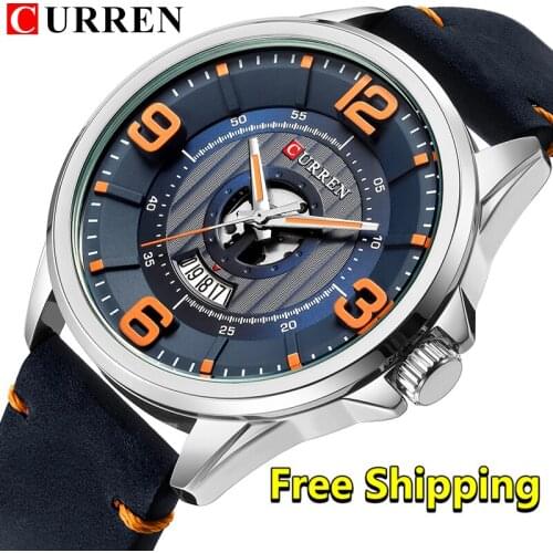 Men Watches Luxury Brand Curren Fashion Sport Male Wrist Watches Waterproof Army Military Leather Men Watch Reloj Hombre 2019