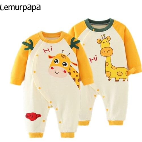 Baby Clothes Romper Cute Cartoon Giraffe Pattern Onesie Autumn Cotton Breathable Rompers Soft Round Neck Girl Boy Baby Costume