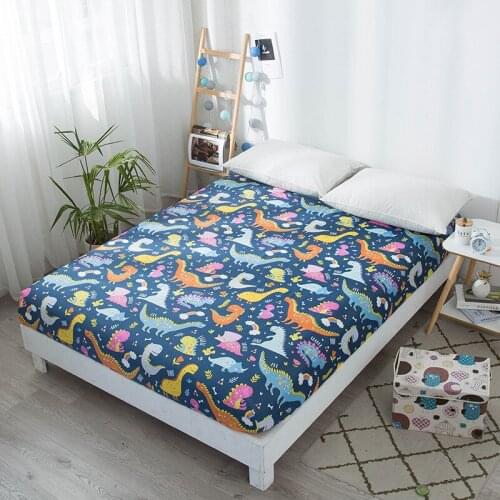 Childrens Cartoon Bed Sheet Single-piece Couple Mattress Dust-proof Protective Cover Bunk Bed Cover Elastic Fitted Sheet