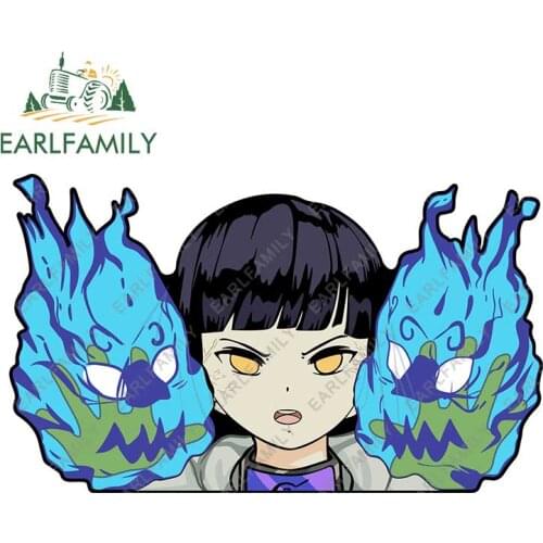 EARLFAMILY 13cm x 7.8cm Cartoon Car Stickers Anime Hinata Peeker JDM Graffiti Peeking Car Window Bumper No Reflective Decal