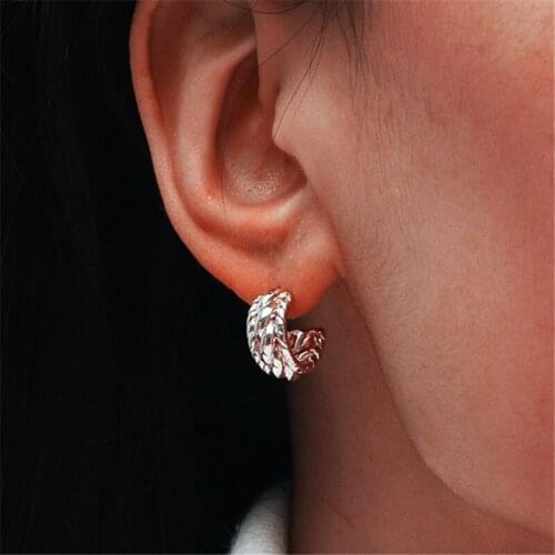 MANGOSKY 925 Silver Auricular Needle 925 Silver 1 Pair C Shape Earrings For Women