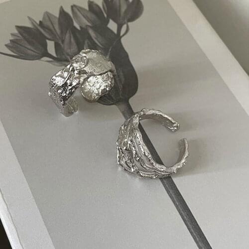 Fashion Creative Irregular Texture Line Ring For Women Men Gold Silver Color Adjustable Open Finger Rings Unique Party Jewelry