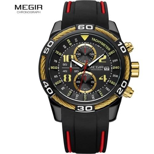 Mens Sports Chronograph Quartz Wrist Watches Waterproof Silicone Army Racing Luminous Clock Relojios Masculinos 2045-1N3