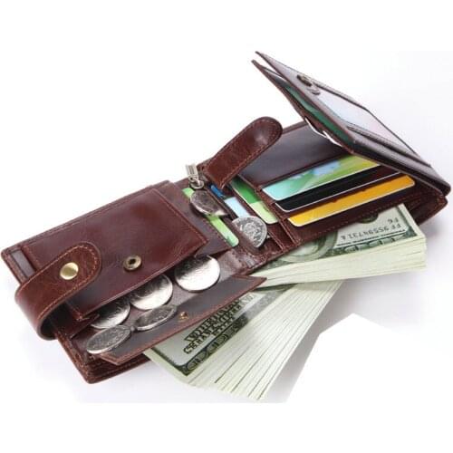 Cowhide Men Short Wallet Brand Fashion Purse With Coin Pocket 100% Genuine Leather Credit Card Holder Money Bag For Male