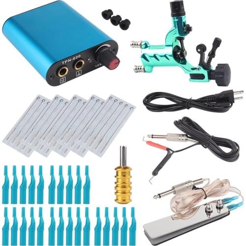 Tattoo Kit Green Dragonfly Rotary Tattoo Machine Shader & Liner With Tattoo Needle and Disposable Tattoo Tips Power Supply