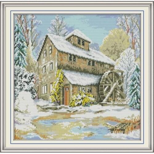 Waterwheel cabin 2 cross stitch kit aida 14ct 11ct count print canvas cross stitches needlework embroidery DIY handmade