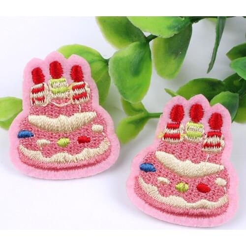 50pcs/lot Embroidery Patches Pink Dessert Cake Food Clothing Decoration Sewing Accessories Diy Iron Heat Transfer Applique