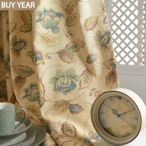 New Chinese Curtains for Living Dining Room Bedroom Cotton and Linen Printed Fabric Curtain Tulle Retro American Country Curtain
