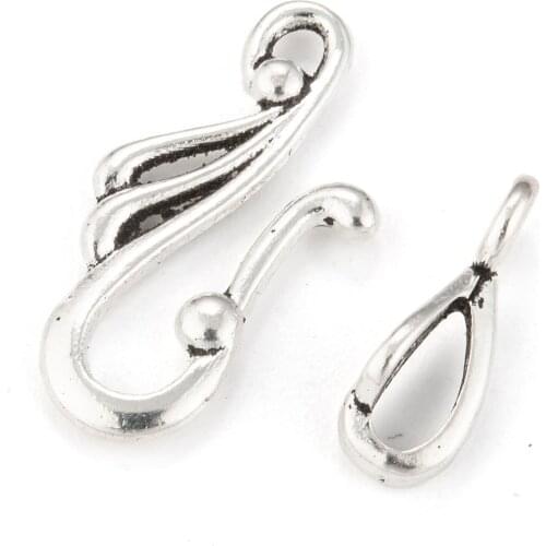 Pandahall 600sets/lot 12x25mm Antique Silver Tibetan Silver Wing Toggle Hook + Eye Clasps with 16mm Tbars hole: 3mm WHOLESALE