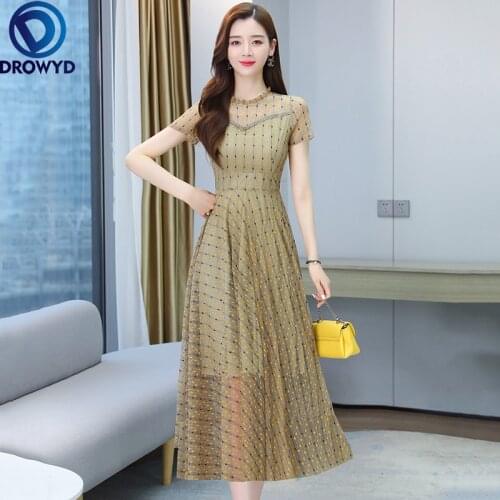 2021 New Summer Beach Maxi Dress for Women Fashion Casual O-Neck Short Sleeve Female Elegant Print Chiffon Party Dress Vestidos