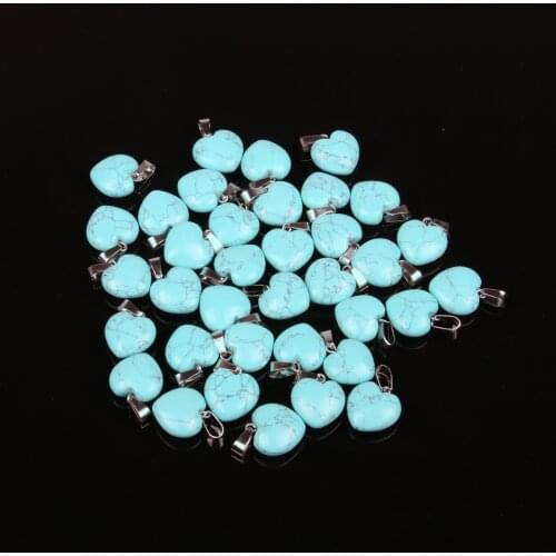 2 Pcs Natural Stone Pendants Heart Agates Crystal Rose Quartz Turquoise Stone Charms for Jewelry Making Necklace Bracelet Gift